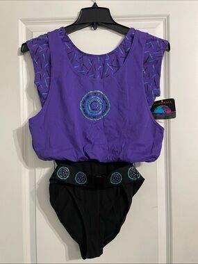 Vintage 80s California Sport Jazzercize Bodysuit Leotard Size Medium Deadstock